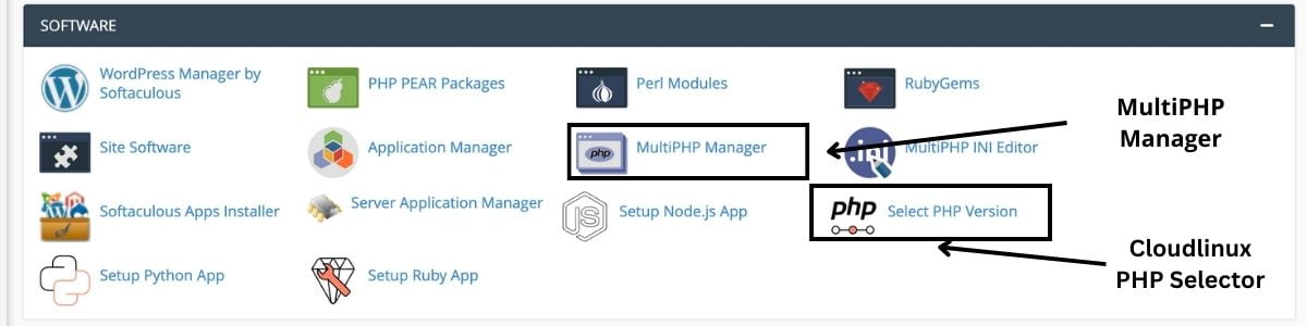 Chọn phiên bản PHP trong CPanel 2 multiphp manager vs cloudlinux php selector